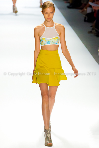 A model on the runway at the Richard Chai SS2013 show during New York Mercedes-Benz Fashion Week.