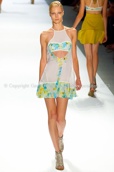 A model on the runway at the Richard Chai SS2013 show during New York Mercedes-Benz Fashion Week.