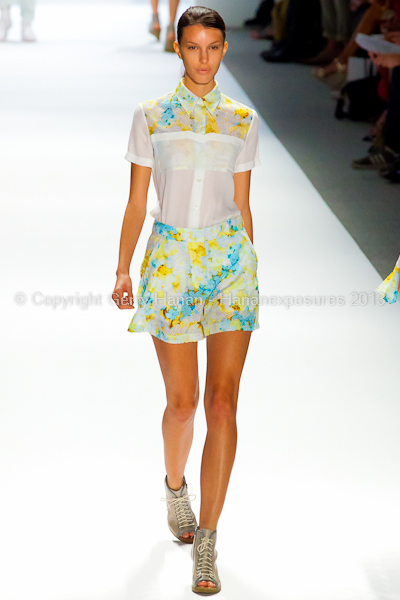 A model on the runway at the Richard Chai SS2013 show during New York Mercedes-Benz Fashion Week.