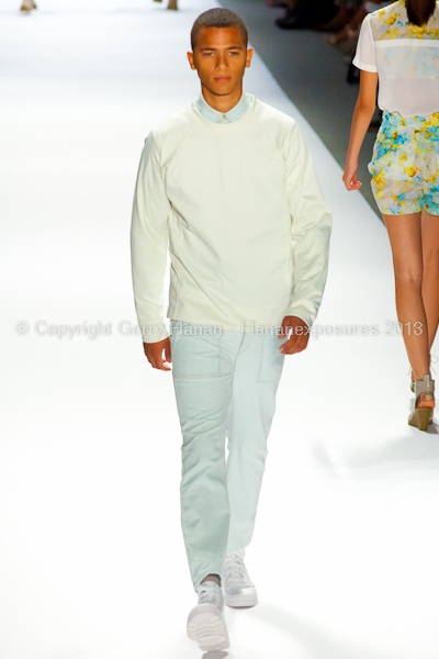 A model on the runway at the Richard Chai SS2013 show during New York Mercedes-Benz Fashion Week.