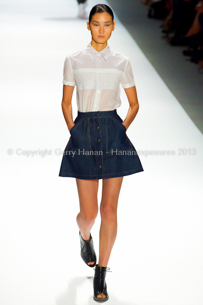 A model on the runway at the Richard Chai SS2013 show during New York Mercedes-Benz Fashion Week.