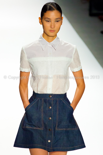 A model on the runway at the Richard Chai SS2013 show during New York Mercedes-Benz Fashion Week.