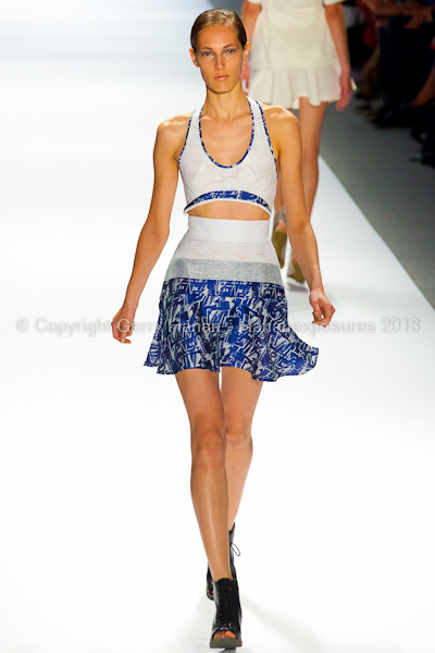 A model on the runway at the Richard Chai SS2013 show during New York Mercedes-Benz Fashion Week.