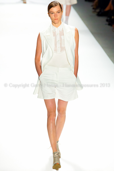 A model on the runway at the Richard Chai SS2013 show during New York Mercedes-Benz Fashion Week.