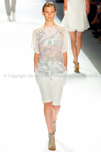 A model on the runway at the Richard Chai SS2013 show during New York Mercedes-Benz Fashion Week.