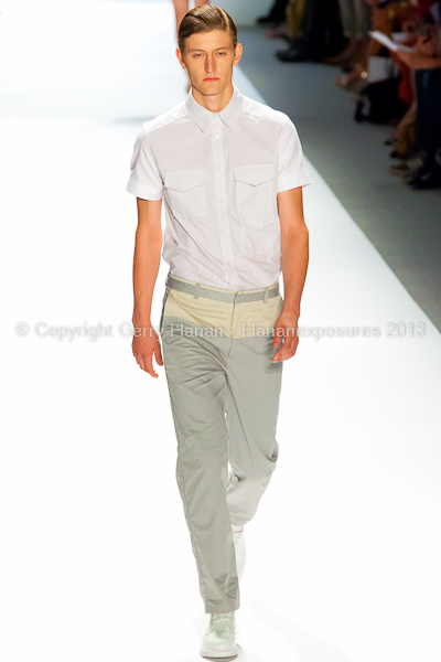 A model on the runway at the Richard Chai SS2013 show during New York Mercedes-Benz Fashion Week.