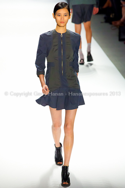 A model on the runway at the Richard Chai SS2013 show during New York Mercedes-Benz Fashion Week.