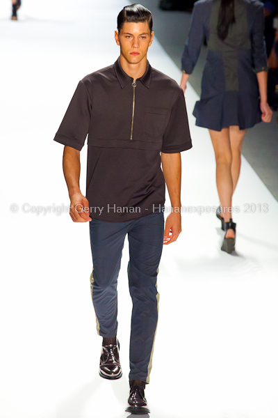 A model on the runway at the Richard Chai SS2013 show during New York Mercedes-Benz Fashion Week.