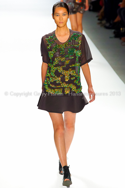 A model on the runway at the Richard Chai SS2013 show during New York Mercedes-Benz Fashion Week.