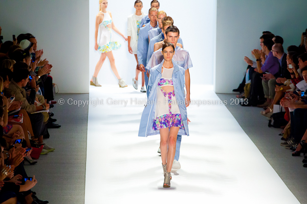 A model on the runway at the Richard Chai SS2013 show during New York Mercedes-Benz Fashion Week.