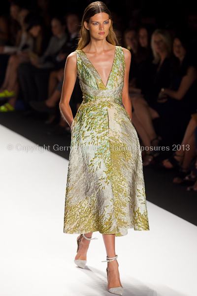 A model on the runway at the J Mendel SS2013 show at New York Mercedes-Benz Fashion Week.