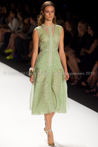 A model on the runway at the J Mendel SS2013 show at New York Mercedes-Benz Fashion Week.