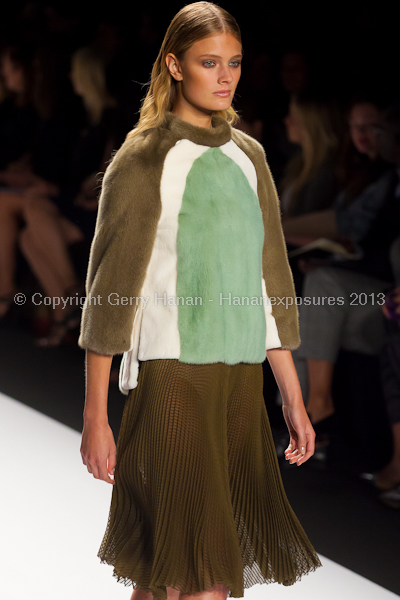 A model on the runway at the J Mendel SS2013 show at New York Mercedes-Benz Fashion Week.