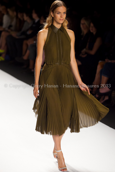 A model on the runway at the J Mendel SS2013 show at New York Mercedes-Benz Fashion Week.