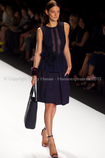 A model on the runway at the J Mendel SS2013 show at New York Mercedes-Benz Fashion Week.