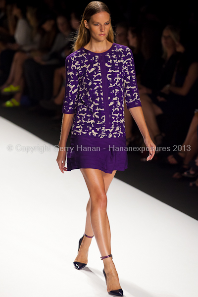 A model on the runway at the J Mendel SS2013 show at New York Mercedes-Benz Fashion Week.