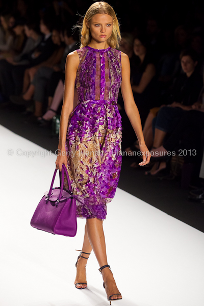 A model on the runway at the J Mendel SS2013 show at New York Mercedes-Benz Fashion Week.