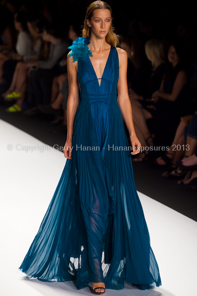 A model on the runway at the J Mendel SS2013 show at New York Mercedes-Benz Fashion Week.