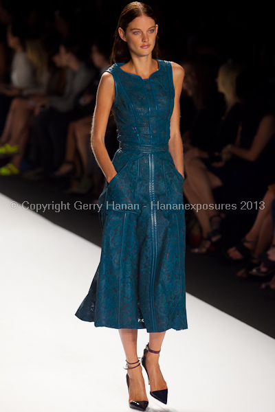 A model on the runway at the J Mendel SS2013 show at New York Mercedes-Benz Fashion Week.