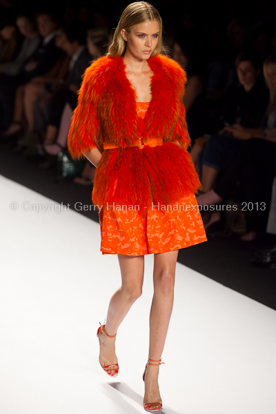 A model on the runway at the J Mendel SS2013 show at New York Mercedes-Benz Fashion Week.