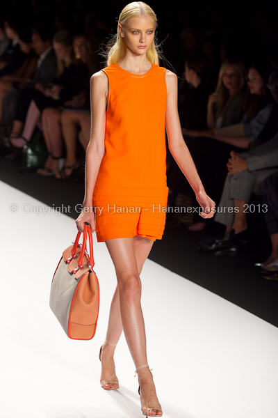 A model on the runway at the J Mendel SS2013 show at New York Mercedes-Benz Fashion Week.