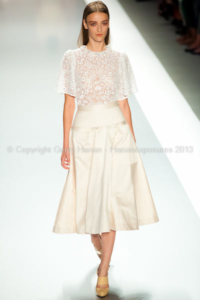 A model on the runway at the Jill Stuart SS2013 show at New York Mercedes-Benz Fashion Week.