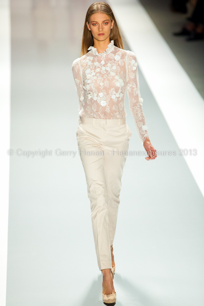 A model on the runway at the Jill Stuart SS2013 show at New York Mercedes-Benz Fashion Week.