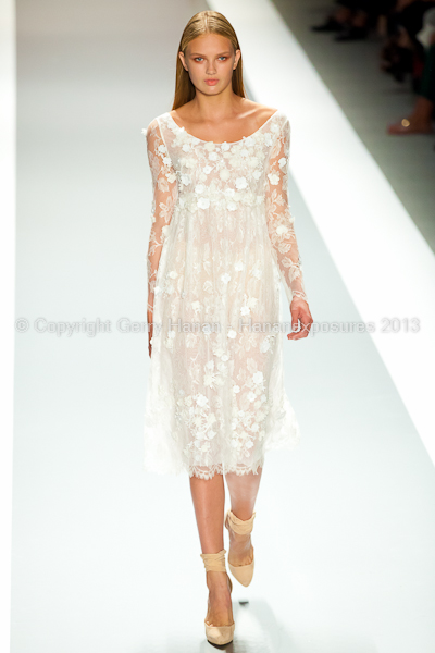 A model on the runway at the Jill Stuart SS2013 show at New York Mercedes-Benz Fashion Week.