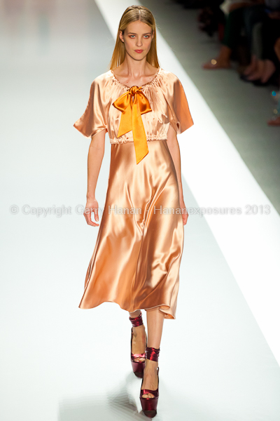 A model on the runway at the Jill Stuart SS2013 show at New York Mercedes-Benz Fashion Week.