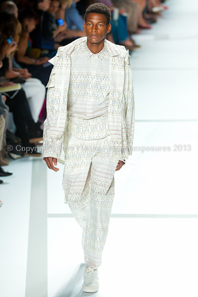 A model on the runway at the Lacoste SS2013 show at New York Mercedes-Benz Fashion Week.