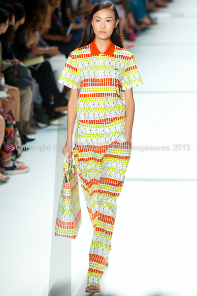 A model on the runway at the Lacoste SS2013 show at New York Mercedes-Benz Fashion Week.