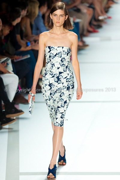 A model on the runway at the Lacoste SS2013 show at New York Mercedes-Benz Fashion Week.