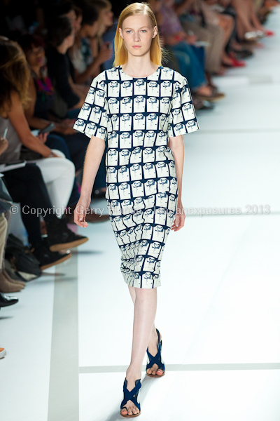 A model on the runway at the Lacoste SS2013 show at New York Mercedes-Benz Fashion Week.