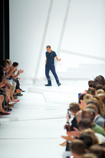 A model on the runway at the Lacoste SS2013 show at New York Mercedes-Benz Fashion Week.