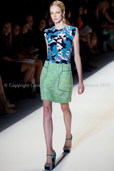 A model on the runway at the Lela Rose SS2013 show at New York Mercedes-Benz Fashion Week.
