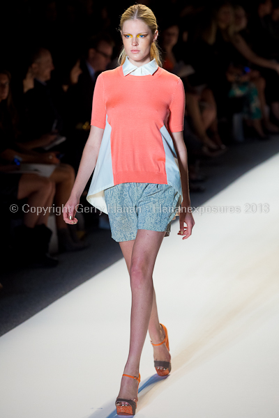 A model on the runway at the Lela Rose SS2013 show at New York Mercedes-Benz Fashion Week.