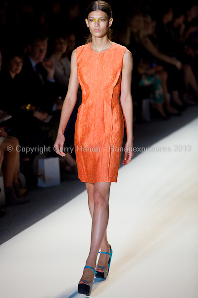 A model on the runway at the Lela Rose SS2013 show at New York Mercedes-Benz Fashion Week.