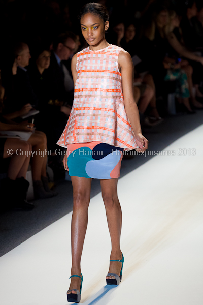 A model on the runway at the Lela Rose SS2013 show at New York Mercedes-Benz Fashion Week.