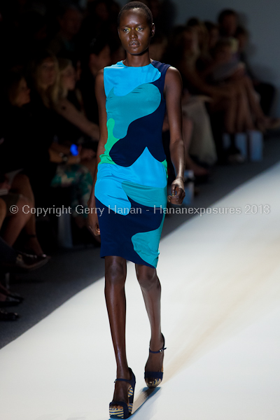 A model on the runway at the Lela Rose SS2013 show at New York Mercedes-Benz Fashion Week.