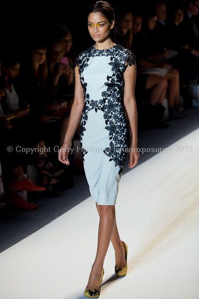 A model on the runway at the Lela Rose SS2013 show at New York Mercedes-Benz Fashion Week.