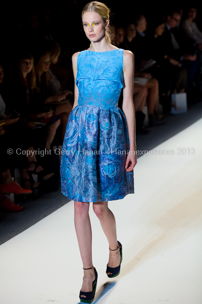 A model on the runway at the Lela Rose SS2013 show at New York Mercedes-Benz Fashion Week.