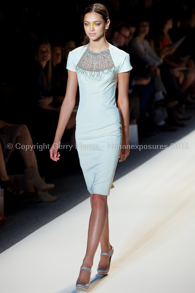 A model on the runway at the Lela Rose SS2013 show at New York Mercedes-Benz Fashion Week.