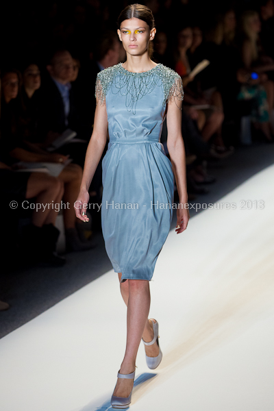 A model on the runway at the Lela Rose SS2013 show at New York Mercedes-Benz Fashion Week.