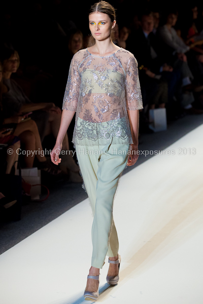 A model on the runway at the Lela Rose SS2013 show at New York Mercedes-Benz Fashion Week.