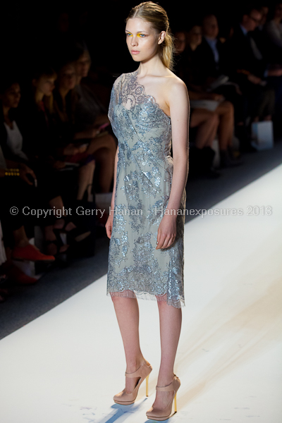 A model on the runway at the Lela Rose SS2013 show at New York Mercedes-Benz Fashion Week.