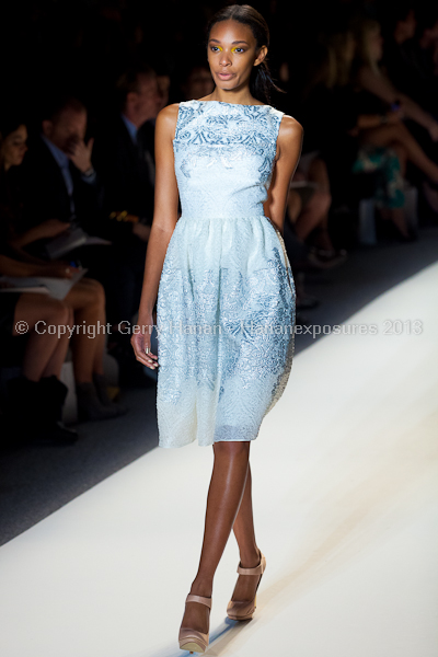 A model on the runway at the Lela Rose SS2013 show at New York Mercedes-Benz Fashion Week.