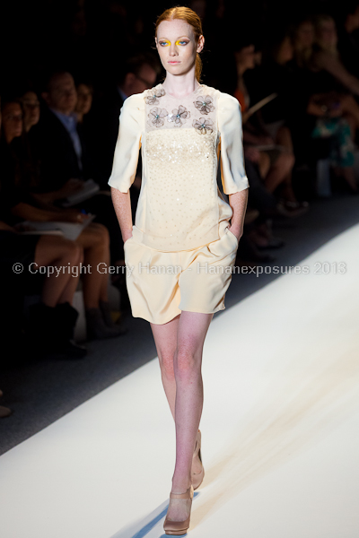 A model on the runway at the Lela Rose SS2013 show at New York Mercedes-Benz Fashion Week.