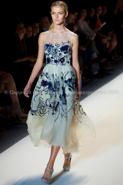 A model on the runway at the Lela Rose SS2013 show at New York Mercedes-Benz Fashion Week.