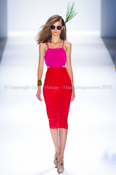 A model on the runway at the Mara Hoffman SS2013 show at New York Mercedes-Benz Fashion Week.