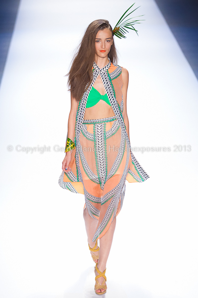 A model on the runway at the Mara Hoffman SS2013 show at New York Mercedes-Benz Fashion Week.